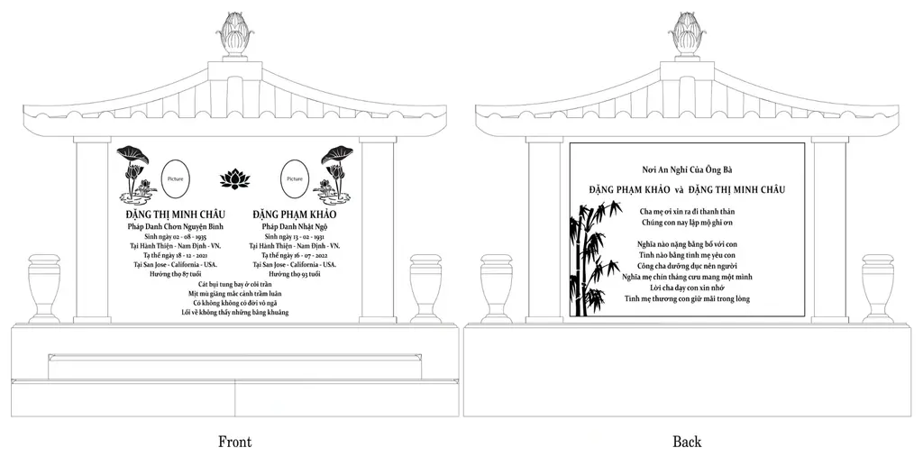 Custom upright headstone concept with classic proportions