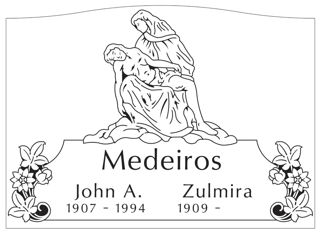 Flat grave marker layout concept with a clean inscription field
