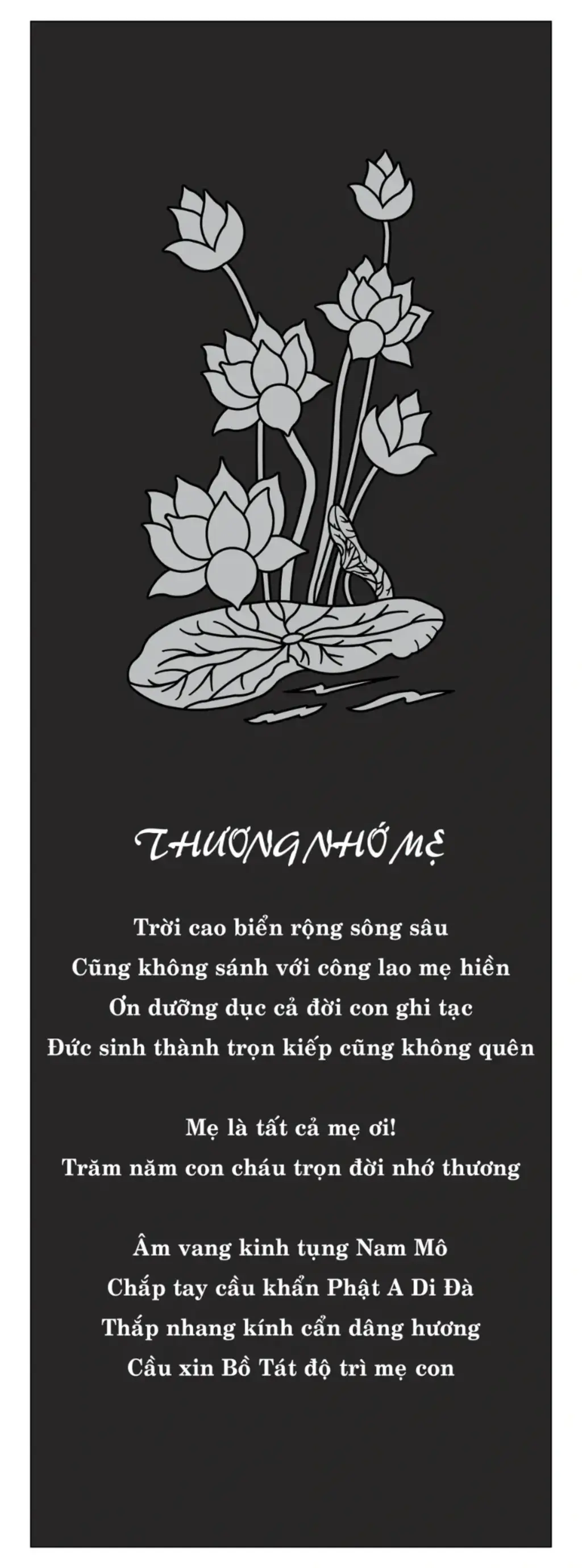 Lotus floral memorial concept with Vietnamese inscription