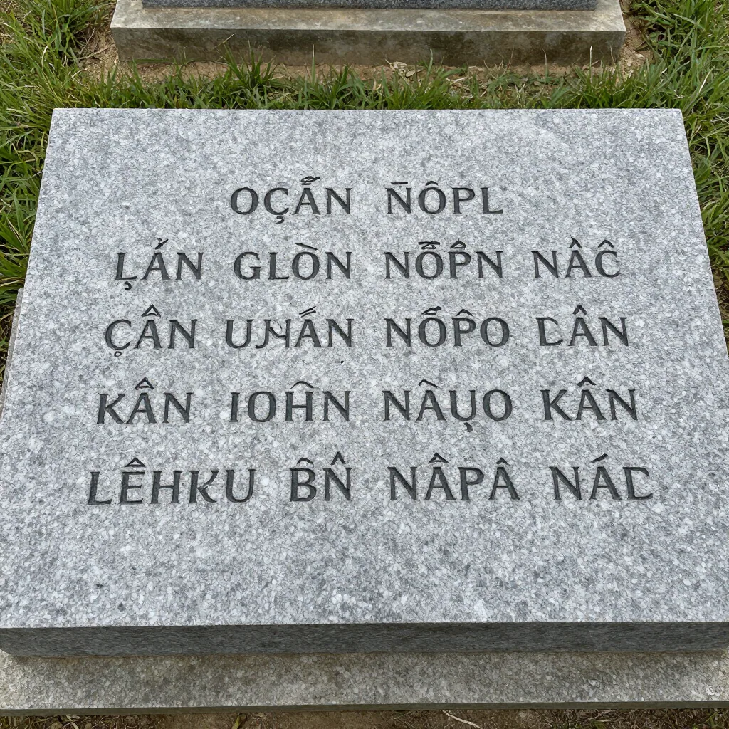 Flat grey ledger with Vietnamese inscription