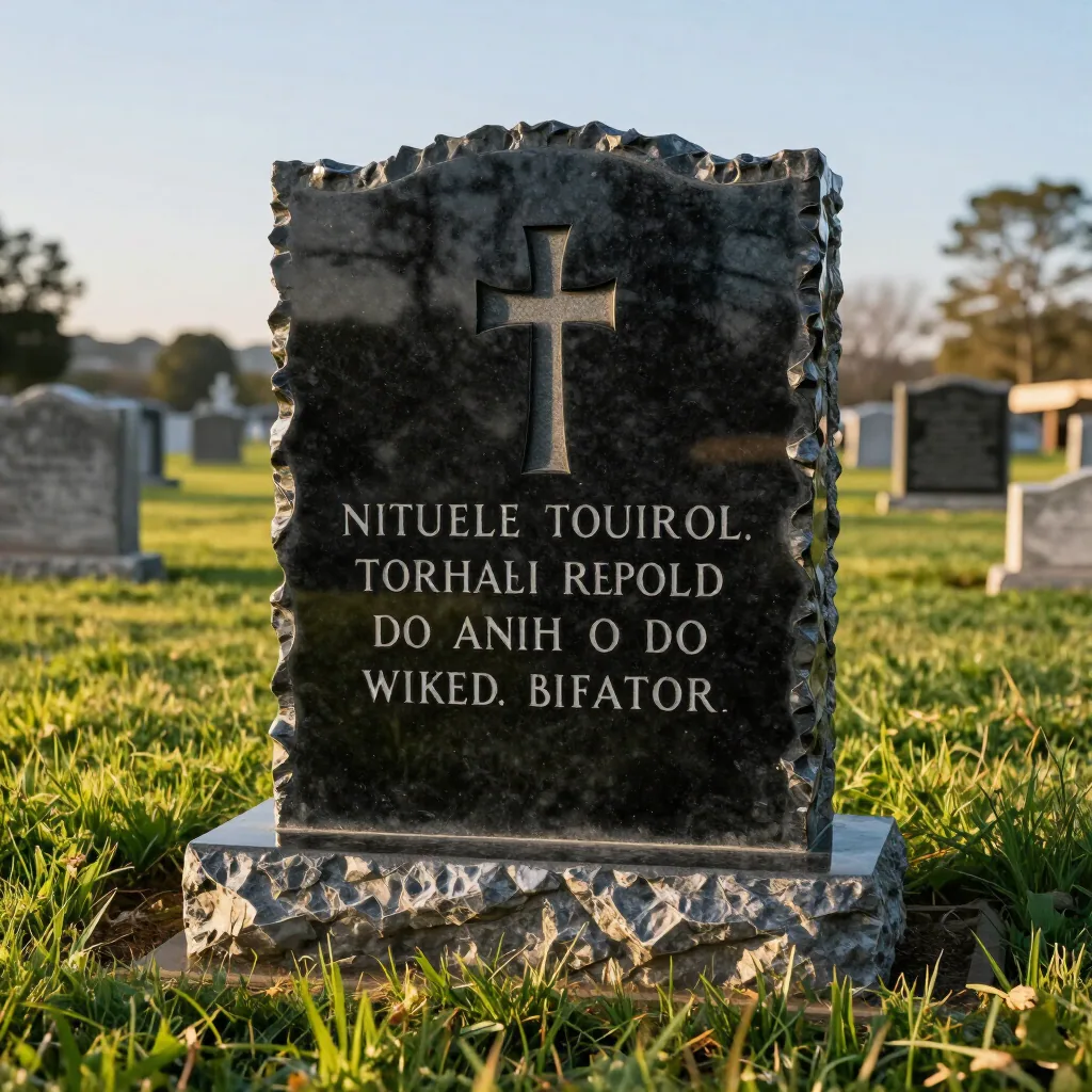 Polished granite memorial displayed in a cemetery