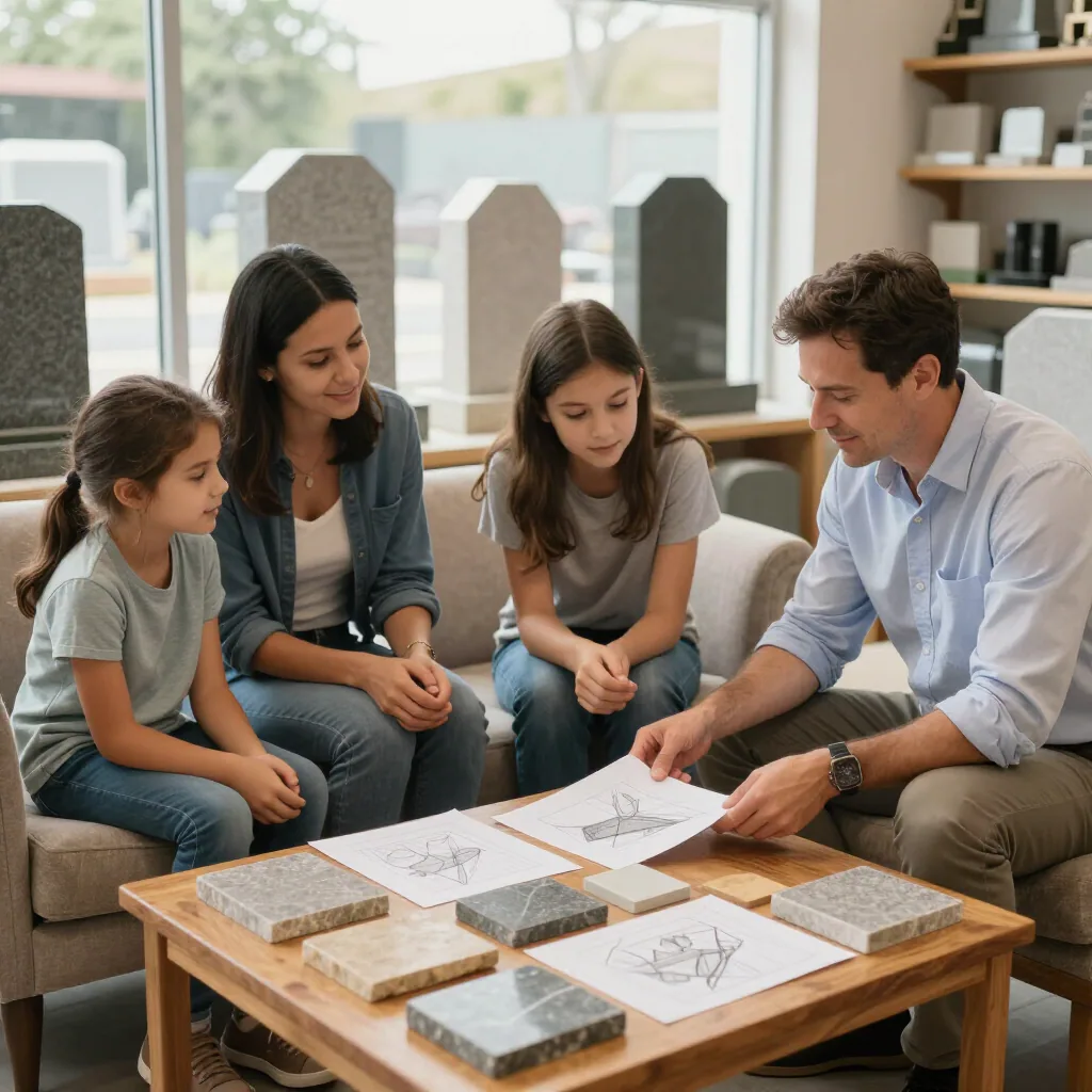 Family meeting with a local monument specialist
