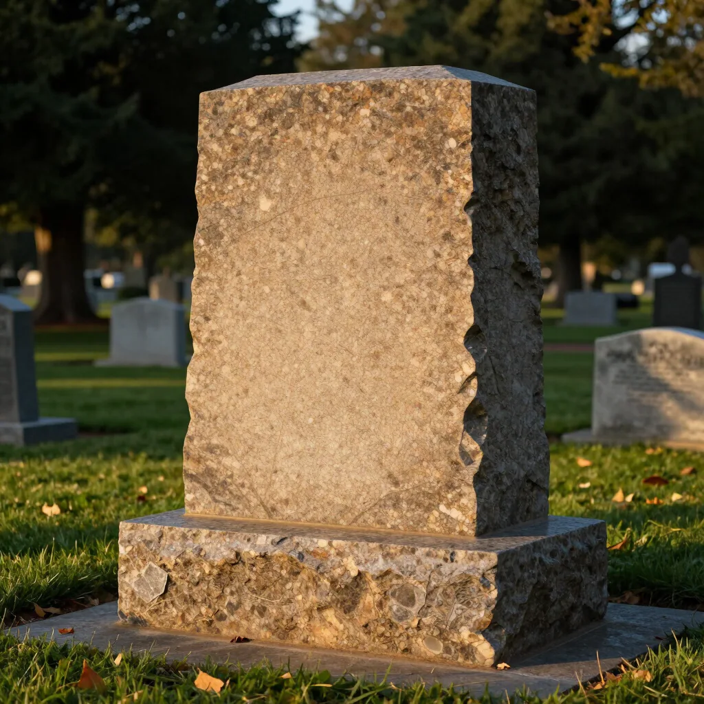 Tan-brown upright monument with companion slant base